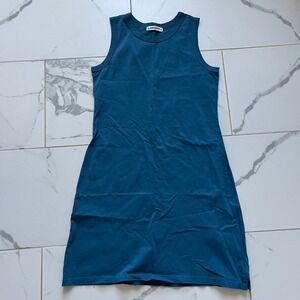 American Giant cotton tshirt tank dress teal color size small